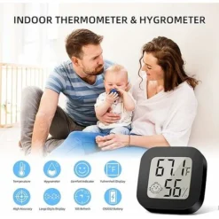 3 Pack Mini Indoor Thermometer, Temperature Humidity Monitor With Clear LCD Display For Cellar, Humidor, Basement, Pet Reptile, Incubator Office, 1.7 X 1.7In -Promos Brico Forte Boutique 88622793 3