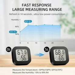 3 Pack Mini Indoor Thermometer, Temperature Humidity Monitor With Clear LCD Display For Cellar, Humidor, Basement, Pet Reptile, Incubator Office, 1.7 X 1.7In -Promos Brico Forte Boutique 88622793 4