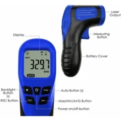 Tachymètre De Photo De Laser Tenu Dans La Main De Digital De Digital De Tachymètre De Vitesse De Vitesse De Disque D'enregistreur De Rotation (60 Données): 2.5-99999RPM -Promos Brico Forte Boutique 88678302 3