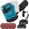 Ponceuse à Orbite Aléatoire Sans Fil, Ponceuse électrique Aléatoire Compatible Avec La Batterie Makita 18V, Avec 125mm 4Pcs Sandpapers 2X 3.0Ah Batteries Et Chargeur, Pour Le Bois, Le Polissage, Le Po