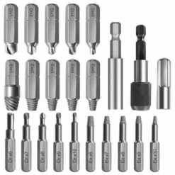 Damaged Screw Extractor Set, High Speed Steel 22PCS Broken Screw Extractor Kit All-Purpose Broken Bolt Screw Remover Tool With Magnetic Extension Bit Holder & Socket Adapter, Noir