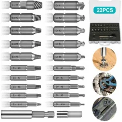 Damaged Screw Extractor Set,  High Speed Steel 22PCS Broken Screw Extractor Kit All-Purpose Broken Bolt Screw Remover Tool With Magnetic Extension Bit Holder & Socket Adapter, Noir -Promos Brico Forte Boutique 88802597 3