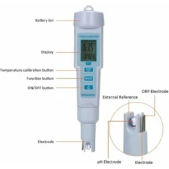 4 En 1 Testeur Qualite De L'Eau Ph / Ec / Tds / Temperature Ip55 Metre Arret Automatique Etanche Retro-Eclairage Affichage Testeur Blanc Ph-686 -Promos Brico Forte Boutique 89651184 5