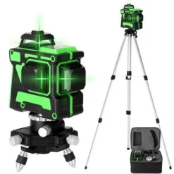 Kkmoon Multifonction 3D 12 Lignes Autonivelant Laser Niveau 3 Avec 1.5M Heights Barre Reglable Extension En Alliage Trepied Et Sac De Transport, Prise Eu, Sans Support Mural