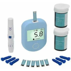 Kit De Test De Glycémie, Moniteur De Glycémie Du Diabète Testeur De Testeur De Glucomètre Avec 50 Bandes De Test(A)