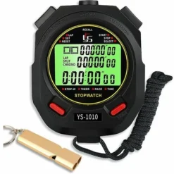 Chronom��tre Avec Sifflet,Chronometre Professionnel 60 M��moire Avec Fonction Muet Et Lumi��r Pour Sport