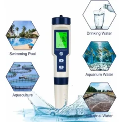 5-en-1Testeur PH Mètre Électronique, PH Mètre Avec écran LCD Rétro-éclairé, Testeur De Qualité De L'eau Pour Tester Le PH/TDS/EC/Température/Salinité, Pour L'eau Potable/Aquariums/Piscine -Promos Brico Forte Boutique 91273953 3