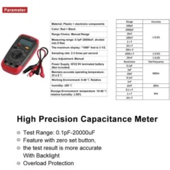 Professionnel Capacimetre, Testeur De Numérique Condensateur 0,1 PF - 20000uF Avec Capacimètre Avec Rétroéclairage LCD Et Veste De Protection Max 1999 -Promos Brico Forte Boutique 92208547 4