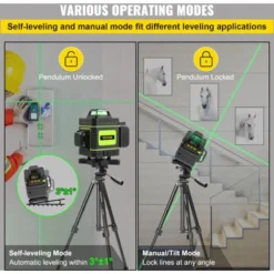 VEVOR Niveau Laser Vert Autonivelant 16 Lignes Croisees 4 X 360° Laser Faisceau 40 M Base Magnetique Rotative Mini Base De Trepied Chargeur De Batterie Sac Transport Outil Laser Pour Decoration Maison -Promos Brico Forte Boutique 92384885 5