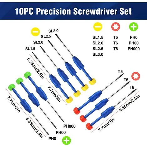 WORKPRO Jeu De 10 Tournevis Horlogerie Avec Pointe Magnétique, Tournevis De Précision à Code Couleur Pour La Réparation De Lunettes, Montre, Mécanique Fine, Livre Avec Un Etui De Rangement Pratique 2 WORKPRO Jeu De 10 Tournevis Horlogerie Avec Pointe Magnétique, Tournevis De Précision à Code Couleur Pour La Réparation De Lunettes, Montre, Mécanique Fine, Livre Avec Un Etui De Rangement Pratique – Image 2
