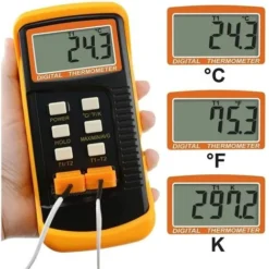 Thermomètre De Type K Avec Capteur De Thermocouple 1300 ° C (° C, ° F Et K Avec 4 Thermocouples (câblé Et Acier Inoxydable) -Promos Brico Forte Boutique 92920803 4
