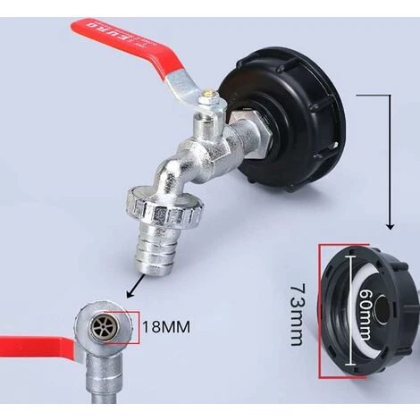 Robinet Cuve 1000L Recuperateur Eau De Pluie, Adaptateur Réservoir D'eau IBC 1/2' Double Pluie,Robinet En Matériau Alliage Fabriqué PP Filetage Gros 60 Mm 1 Robinet Cuve 1000L Recuperateur Eau De Pluie, Adaptateur Réservoir D'eau IBC 1/2' Double Pluie,Robinet En Matériau Alliage Fabriqué PP Filetage Gros 60 Mm