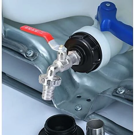 Robinet Cuve 1000L Recuperateur Eau De Pluie, Adaptateur Réservoir D'eau IBC 1/2' Double Pluie,Robinet En Matériau Alliage Fabriqué PP Filetage Gros 60 Mm 5 Robinet Cuve 1000L Recuperateur Eau De Pluie, Adaptateur Réservoir D'eau IBC 1/2' Double Pluie,Robinet En Matériau Alliage Fabriqué PP Filetage Gros 60 Mm – Image 5