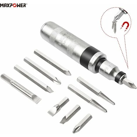 Tournevis A Frapper Professionnel 12 Pièces Tournevis à Frapper Avec Embouts Carrés Conducteurs 1/2 2 Tournevis A Frapper Professionnel 12 Pièces Tournevis à Frapper Avec Embouts Carrés Conducteurs 1/2 – Image 2