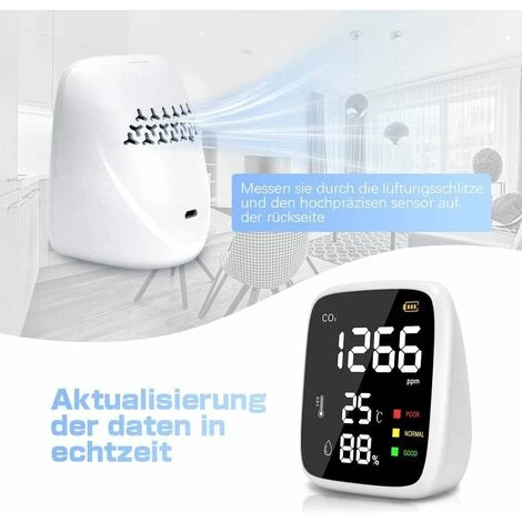Détecteur De CO2, 400 à 5000 PPM Capteur CO2 Maison, 3 En 1 Compteur Detecteur CO2, Moniteur De Qualité De L'air Avec Fonction D'Auto-Calibrage Pour Bureau Hôtel Restaurant 3 Détecteur De CO2, 400 à 5000 PPM Capteur CO2 Maison, 3 En 1 Compteur Detecteur CO2, Moniteur De Qualité De L'air Avec Fonction D'Auto-Calibrage Pour Bureau Hôtel Restaurant – Image 3