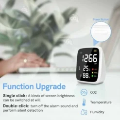 Détecteur De CO2, Capteur De CO2 Domestique 400 à 5000 PPM, Détecteur De CO2 3 En 1, Moniteur De Qualité De L'air Avec Fonction D'auto-étalonnage Pour Bureau, Hôtel, Restaurant -Promos Brico Forte Boutique 94097531 2