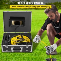 VEVOR Tuyau Camera 30m, Appareil-photo Deinspection LCD 7'' IP68, Serpent Moniteur 6 Heures Sur Seule Charge Video Industrielle DeInspection Vision De Nuit Support DeEndoscope Boite A Outils Portable -Promos Brico Forte Boutique 94750352 3