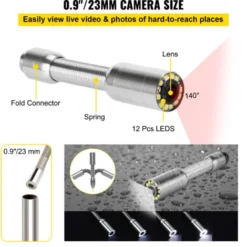 VEVOR Tuyau Camera 30m, Appareil-photo Deinspection LCD 7'' IP68, Serpent Moniteur 6 Heures Sur Seule Charge Video Industrielle DeInspection Vision De Nuit Support DeEndoscope Boite A Outils Portable -Promos Brico Forte Boutique 94750352 5
