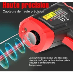 Thermometre Infrarouge, -58 °F A 1112 °F (-50 °C A 600 °C) Pistolet De Temperature Laser Numerique Sans Contact, Avec écran LCD Rétroéclairé, Pile Non Incluse -Promos Brico Forte Boutique 94916750 3