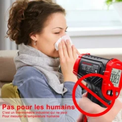 Thermometre Infrarouge, -58 °F A 1112 °F (-50 °C A 600 °C) Pistolet De Temperature Laser Numerique Sans Contact, Avec écran LCD Rétroéclairé, Pile Non Incluse -Promos Brico Forte Boutique 94916750 5