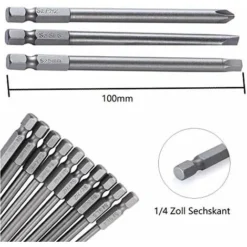 Embouts De Tournevis 21 Pièces, Embout De Vissage Magnetique 100mm Long, Torx T6-T40, Hexagonal 3mm-6mm, Phillips PH2, Plats 4mm-6mm, 1/4" Hex Tige, Acier S2 -Promos Brico Forte Boutique 95084829 5