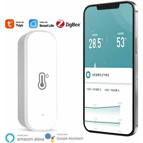 WddnAot Thermomètre WiFi Tuya Smart Température Capteur Hygromètre Intérieur Thermomètre Intérieur Avec Application Notification Et Stockage De Données Pour Greenhouse, Wine Cellar, Garage, Blanc 3 WddnAot Thermomètre WiFi Tuya Smart Température Capteur Hygromètre Intérieur Thermomètre Intérieur Avec Application Notification Et Stockage De Données Pour Greenhouse, Wine Cellar, Garage, Blanc – Image 3