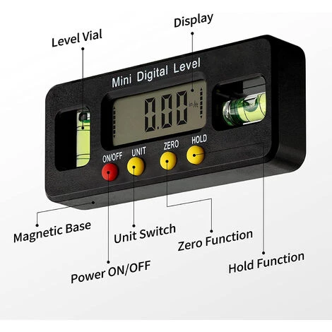 Niveau Electronique,Inclinomètre Numérique Rapporteur, Avec Affichage, Avec Base Magnétique, Haute Précision, Avec Affichage De Maintien De La Lecture Et Fonction De Retournement. 2 Niveau Electronique,Inclinomètre Numérique Rapporteur, Avec Affichage, Avec Base Magnétique, Haute Précision, Avec Affichage De Maintien De La Lecture Et Fonction De Retournement. – Image 2