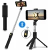 Trépied Pour Niveau Laser　Trépied Selfie Stick Bluetooth Avec Télécommande, Selfie Stick Rotatif Avec Télécommande Bluetooth, Stick Selfie Sans Fil Extensible Pour La Plupart Des Smartphones (noir)