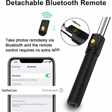 Trépied Pour Niveau Laser Trépied Selfie Stick Bluetooth Avec Télécommande, Selfie Stick Rotatif Avec Télécommande Bluetooth, Stick Selfie Sans Fil Extensible Pour La Plupart Des Smartphones (noir) 2 Trépied Pour Niveau Laser Trépied Selfie Stick Bluetooth Avec Télécommande, Selfie Stick Rotatif Avec Télécommande Bluetooth, Stick Selfie Sans Fil Extensible Pour La Plupart Des Smartphones (noir) – Image 2