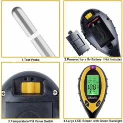 Ph-mètre　Testeur De Sol, 4 En 1 Soil Tester PH-mètre, Lumière Du Soleil, Température, Hygromètre Pour Jardin Ferme Pelouse Intérieur En Plein Air Plante Fleur -Promos Brico Forte Boutique 96338232 4