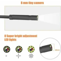 Endoscope Industriel, Camera Endoscopique 1080P HD, Camera D'Inspection Canalisation, Écran HD 4,3 Pouces, Lumières LED 8, Câble Semi-Rigide 5M -Promos Brico Forte Boutique 96752755 3