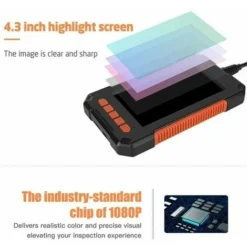 Endoscope Industriel, Camera Endoscopique 1080P HD, Camera D'Inspection Canalisation, Écran HD 4,3 Pouces, Lumières LED 8, Câble Semi-Rigide 5M -Promos Brico Forte Boutique 96752755 4