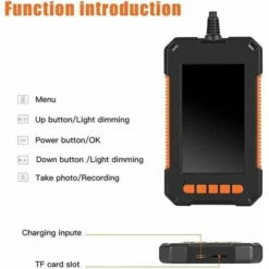 Endoscope Industriel, Camera Endoscopique 1080P HD, Camera D'Inspection Canalisation, Écran HD 4,3 Pouces, Lumières LED 8, Câble Semi-Rigide 5M -Promos Brico Forte Boutique 96752755 5