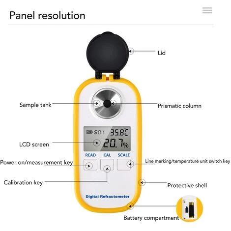 Réfractomètre Numérique Portable 0-90% Haute Précision Testeur Numérique BRIX Avec Grand écran LCD Réfractomètre De Concentration De Café étanche Pour Sucre, Bière, Vin, Fruits 2 Réfractomètre Numérique Portable 0-90% Haute Précision Testeur Numérique BRIX Avec Grand écran LCD Réfractomètre De Concentration De Café étanche Pour Sucre, Bière, Vin, Fruits – Image 2