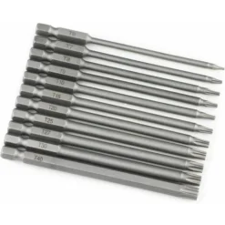 Lot De 11 Embouts Torx Extra Longs (100 Mm) Et Magnétiques T8-T40 1/4 - Tige Hexagonale - Tournevis Électrique