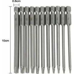 Lot De 11 Embouts Torx Extra Longs (100 Mm) Et Magnétiques T8-T40 1/4 - Tige Hexagonale - Tournevis Électrique -Promos Brico Forte Boutique 97448233 3