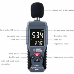 Decibelmetre - Tilswall Sonomètre Portable Sonomètre Numérique - Plage 30-130 DB (A) Db Mètre, Niveau De Bruit, Testeur De Surveillance Décibels -Promos Brico Forte Boutique 97544197 3