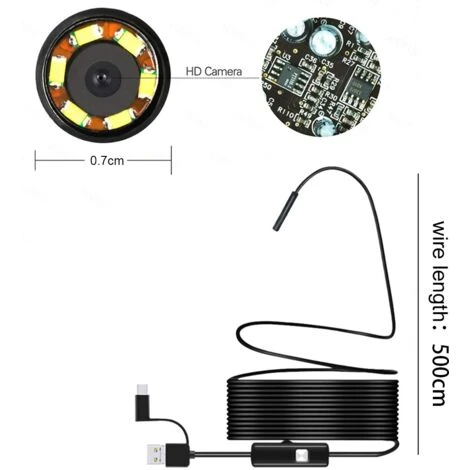 Caméra D'inspection Endoscope Endoscope Sans Fil Caméra D'inspection WiFi Endoscope HD 1200P étanche IP68 Serpent Tube Caméra Cable Semi-rigide Pour IOS 2 Caméra D'inspection Endoscope Endoscope Sans Fil Caméra D'inspection WiFi Endoscope HD 1200P étanche IP68 Serpent Tube Caméra Cable Semi-rigide Pour IOS – Image 2