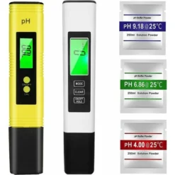 PH Mètre,TDS&EC Mètre Température, 4 En 1 PH Testeur De Qualité De L'eau Avec Écran LCD Auto-Calibration Test Pour Piscine, Aquarium, La Nourriture