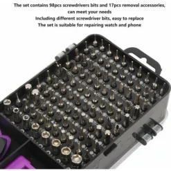 Jeu De Tournevis 115 En 1, Ordinateur De Précision, Téléphone Intelligent, Kit D'outils à Main De Réparation De Montre, Avec Sac Portable(Violet),Ensemble De Tournevis -Promos Brico Forte Boutique 98220144 3