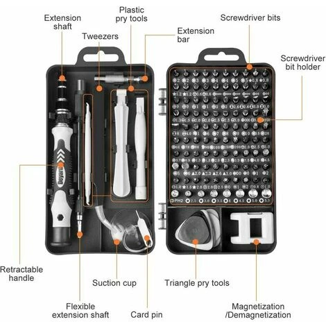 Kit De Tournevis De Précision 115 En 1 Pour Réparer IPhone, Ordinateur Portable, PC, MacBook, Xbox Lunettes Et Autres Appareils électroniques, Petit Tournevis Avec étui , 3 Kit De Tournevis De Précision 115 En 1 Pour Réparer IPhone, Ordinateur Portable, PC, MacBook, Xbox Lunettes Et Autres Appareils électroniques, Petit Tournevis Avec étui , – Image 3