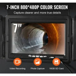 VEVOR Camera Inspection Canalisation 40 M Endoscope DeEcran 7'' Avec Enregistreur DVR Etanche IP68 12 LED Reglables Carte SD 16 Go Pour Conduit Tuyaux Egout Maison Evacuation Des Eaux Usee Plomberie -Promos Brico Forte Boutique 98403903 4