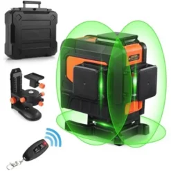Niveau Laser 3 X 360 Degrés Outil Laser à Lignes Croisées Vertes à Nivellement Automatique Avec Télécommande, Mode Impulsion, Base Magnétique Réglable Et Batterie Li-ion Rechargeable 5200 MAh - SC-L12