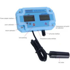 BF Détecteur D'eau Professionnel 3 En 1 PH/EC/TEMP Mètre LCD Numérique Multi-paramètres Moniteur De Qualité De L'eau Multifonction Testeur De Qualité De L'eau Multi-paramètres, Prise UE, Bleu -Promos Brico Forte Boutique 98596299 4