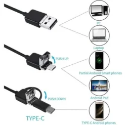 Caméra D'inspection De Serpent USB, Endoscope USB C étanche 2.0 MP IP67, Caméra De Type C Avec 8 Lumières LED Réglables Pour Android, PC -Promos Brico Forte Boutique 98728250 4
