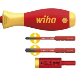 Wiha Jeu D'adaptateurs Dynamométriques EasyTorque Electric Avec étui SlimVario® Et SlimBits SL/PZ, 4 Pcs Sous Blister (41477)