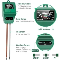 Humidimètre Du Sol, PH-mètre Du Sol 3 En 1, Kits D'analyse Du Sol, Humidimètre Des Plantes Pour Pelouse De Ferme De Jardin -Promos Brico Forte Boutique 99455098 3