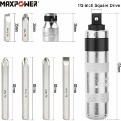 Tournevis A Frapper 8 Pièces Tournevis à Frapper Professionnel Avec Embouts Carrés Conducteurs 1/2" -Promos Brico Forte Boutique 99600296 3